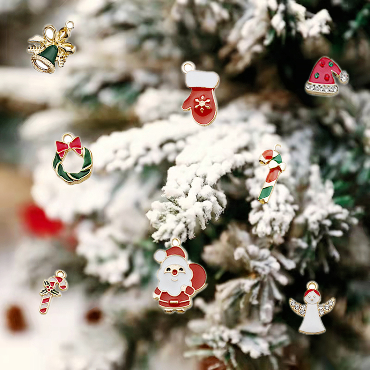 Mini Christmas Ornaments Set for Christmas Tree Decorations Small Tree Metal Miniature Ornaments for Christmas Craft Supplies Tiny Santa Claus Snowman Ornaments 30 Pcs