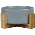 thumbnail image 1 of Ceramic Dog Bowl, Feeding Bowl for Dogs or Cats with Solid Wood Stand, 1 of 5