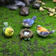 Mini Cute Bird Statue Landscape Ornament, Christmas Garden Decoration Bird/ Bird Nest Sculpture, Desktop Decoration Resin Table Top Car Ornamental Statue