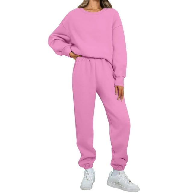 Womens 2 Piece Outfits Sweatsuit Oversized Sweatshirt Sets Baggy Sweatpants Fall Fashion With Pockets