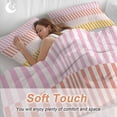 thumbnail image 4 of 3 Piece Colorful Stripe Duvet Cover Set Twin Size,Microfiber Comforter/Quilt Cover with Corner Ties and 2 Pillowcases,Modern Pink Red Yellow Vertical Striped All Season Bedding with Zipper Closure, 4 of 8