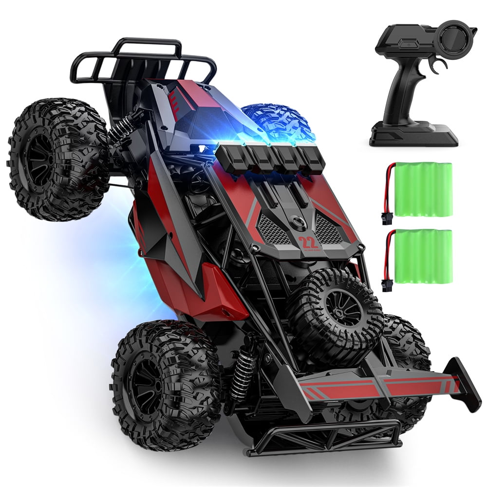 Growsly 33KM/H RC Cars Toys, 1:12 RC Monster Trucks Offroad Hobby RC Truck Toys with LED Headlight and Rechargeable Battery Gift for Adults Boys 5-12 Kids, Red