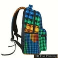 thumbnail image 5 of Colorful Building Block Pattern Backpack Durable Polyester Commuter Bag with Water Bottle & Umbrella Storage, Stylish InsApproved Design for Travel & Daily Use, Backpack for Travel, Smooth Texture, 5 of 7