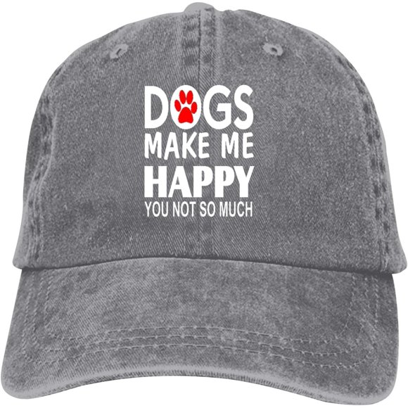 Dogs Make Me Happy You Not So Much Baseball Cap Vintage Adjustable Washed Hats Cowboy Hats Denim Dad Hat for Men Women Boy Girl