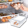 thumbnail image 1 of Plastic Clear Refrigerator Organizer Bins with Handle, Pull-out Fridge Drawer Organizer, Freely Pullable Refrigerator Storage Box - 2 Divided Sections, 1 of 2