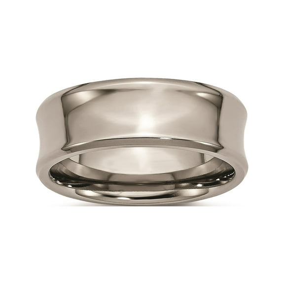 Titanium Polished Concave 8mm Beveled Edge Band (Size 6) Made In China tb45-6