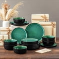 thumbnail image 2 of MALACASA 18 Piece Ceramic Dinnerware Set, Microwave and Dishwasher Safe, Stackable Plates and Bowls sets Service for 6, Green, 2 of 10
