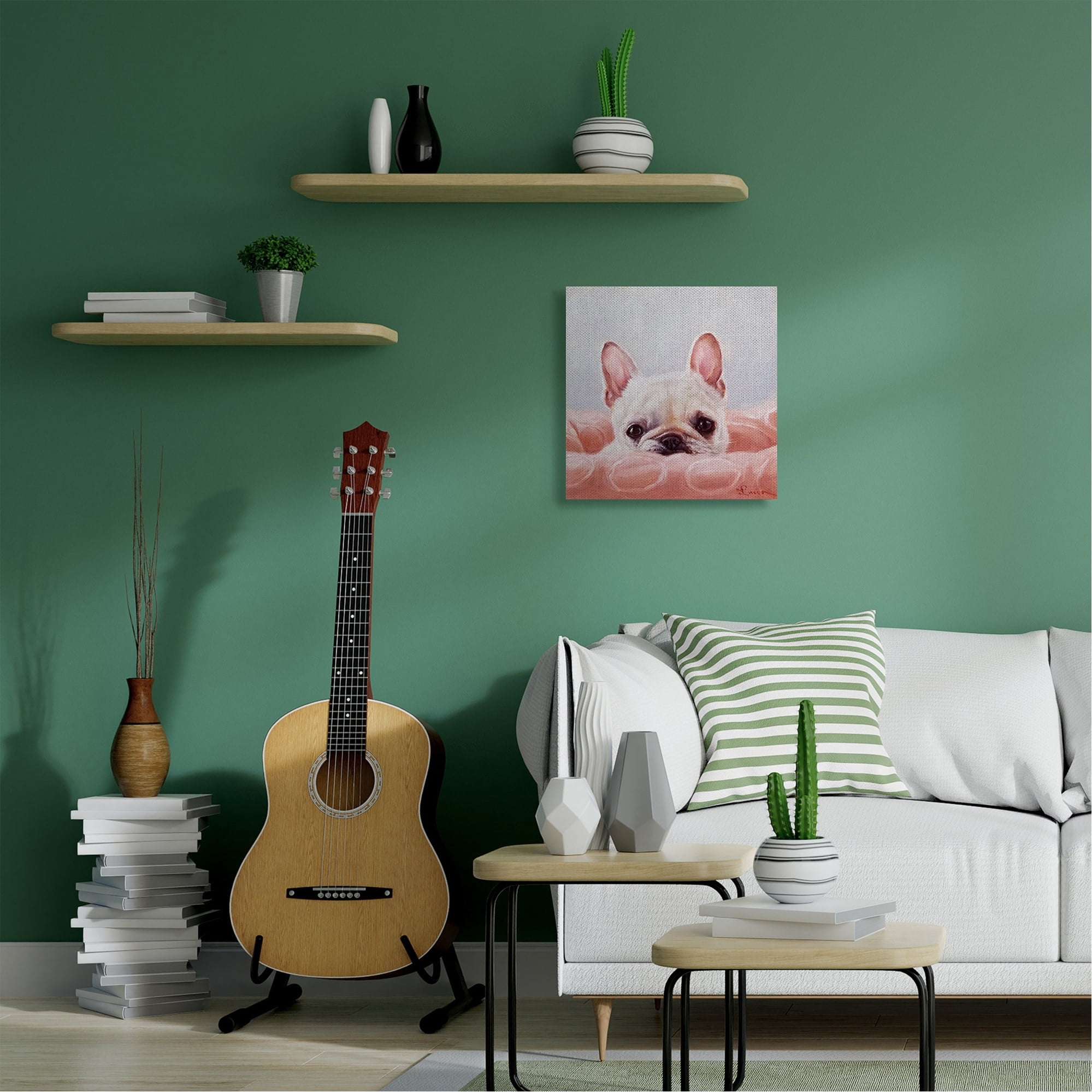 Stupell Home Décor Cute Puppy Portrait Dog Pet Painting Canvas Wall Art by Lucia Heffernan