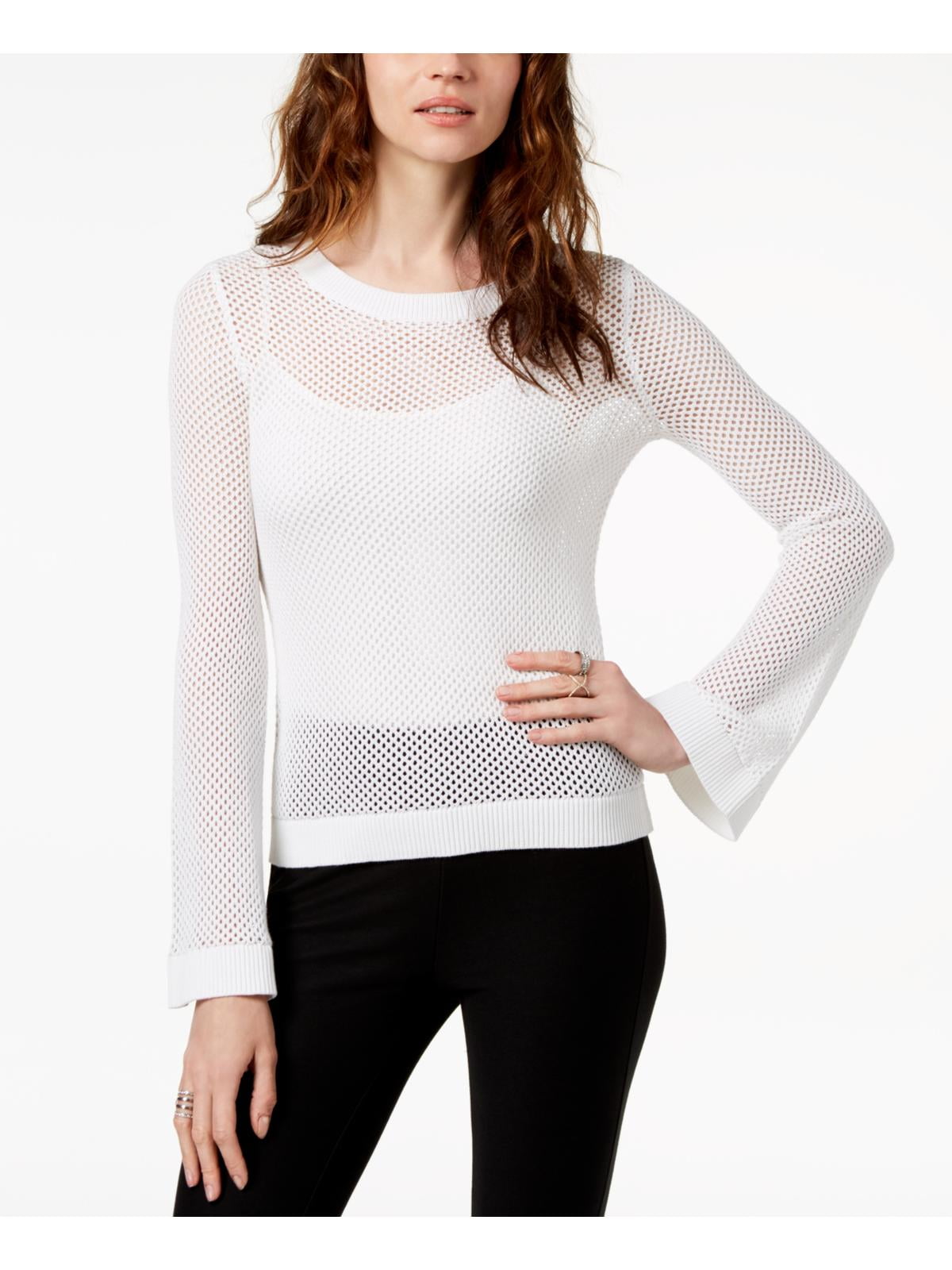 Michael Kors Womens Mesh Flare Sleeves Sweater White M - Walmart.com
