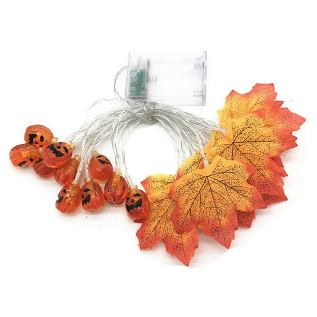 Halloween Maple Leaf Light String LED Lighted Pumpkin String for Indoor Outdoor Garland for Home Halloween Decoration Type 6