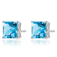 thumbnail image 5 of 925 Sterling Silver Swiss Blue Topaz Studs Gemstone Earrings, 5 of 10