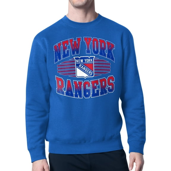 Men's Starter Blue New York Rangers Team Grit Graphic Fleece Pullover Sweatshirt