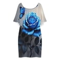 thumbnail image 3 of Blue Butterfly Romantic Rose Women's Off The Shoulder Ruffles Summer Wedding Guest Loose Casual Party Beach Dress, 3 of 9