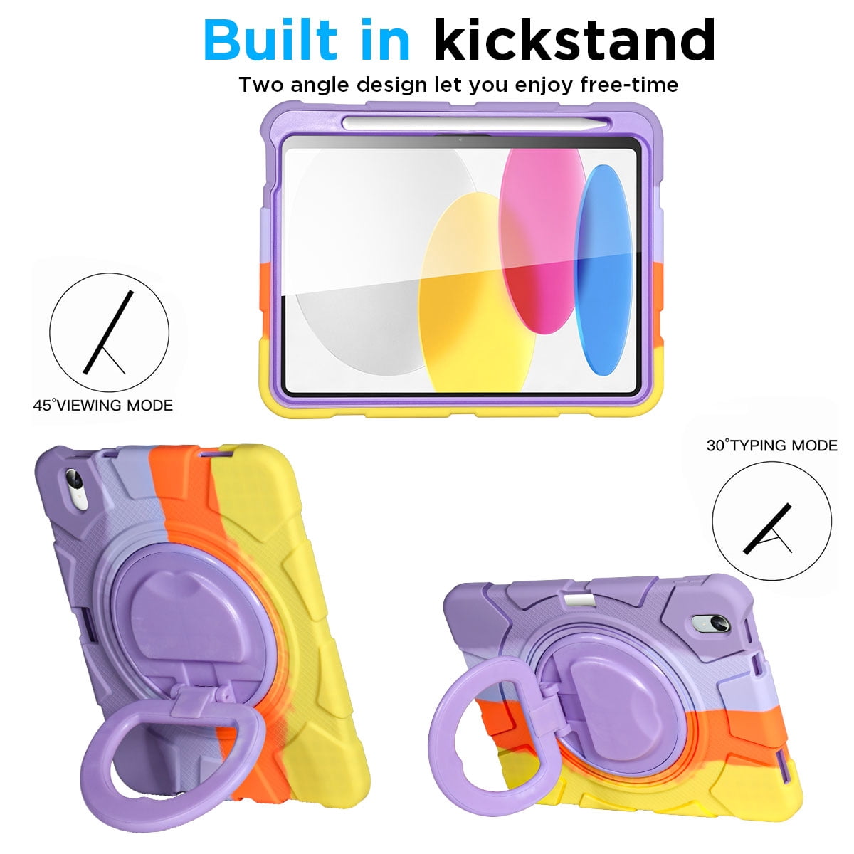AICase For Apple iPad (A16) 11th Generation 11 Inch 2025 Case Shockproof Rugged Cover Heavy Duty 360 Rotating Protective Kickstand Cover Built-in Pencil Holder +Screen Protector