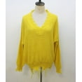 thumbnail image 4 of Lilgiuy Women's V-Neck Off Shoulder Loose Pullover Sweater Women's Loose Knit Sweater Irregular Sweater Yellow for 2022, 4 of 5