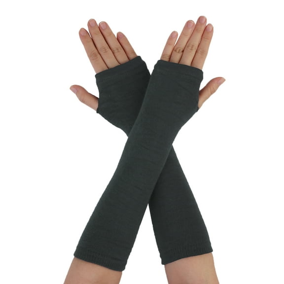 Allegra K Women's Stripes Pattern Thumbhole Fingerless Glove Elbow Warmer