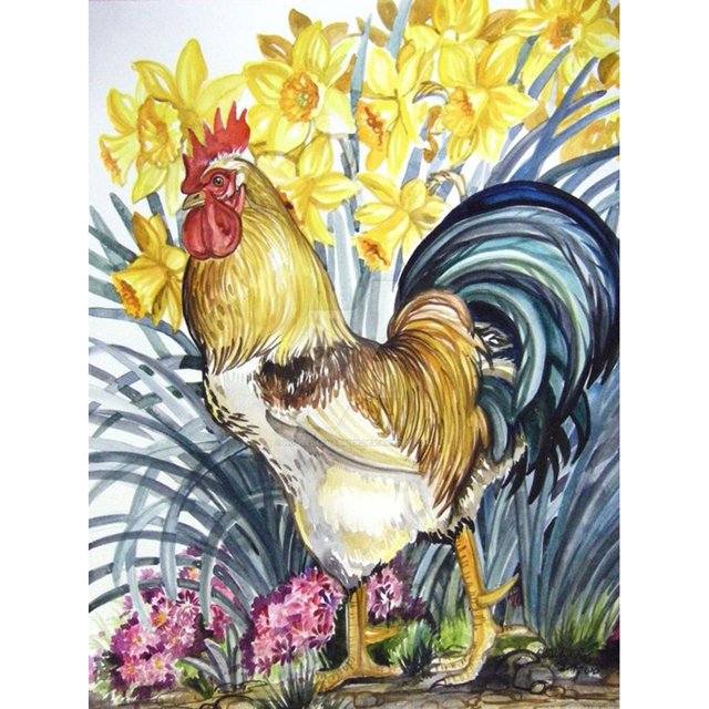 Pintura de diamante (DE4703) Gallo 5D DIY Cuadrado Animal Punto de cruz (1005) 50x70cm Hugtrwg Para estrenar