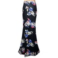 thumbnail image 3 of Midi Skirts for Women Retro Floral Pattern Fashion Skirt Mermaid Split Skirt Ruffle Elastic High Waist Stretch Skirt（Black,2XL）, 3 of 8