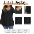 thumbnail image 5 of Mengpipi Womens Plus Size Tops Criss Cross V Neck Long Sleeve Fall Casual Shirt 1X-5X, 5 of 6