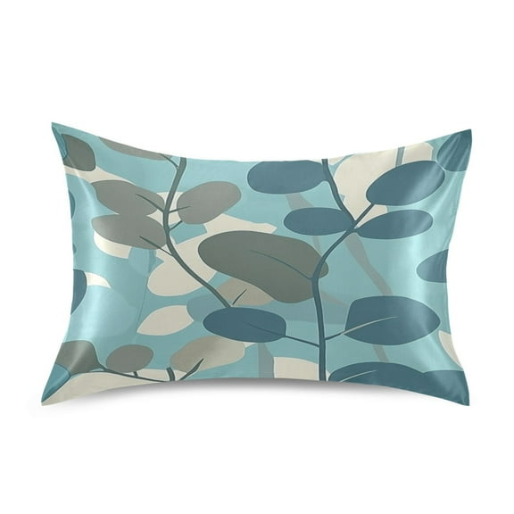 Modern Style Leaves Design Satin Pillowcase 20''x26'' Double-Sided Print Soft Wrinkle Resistant