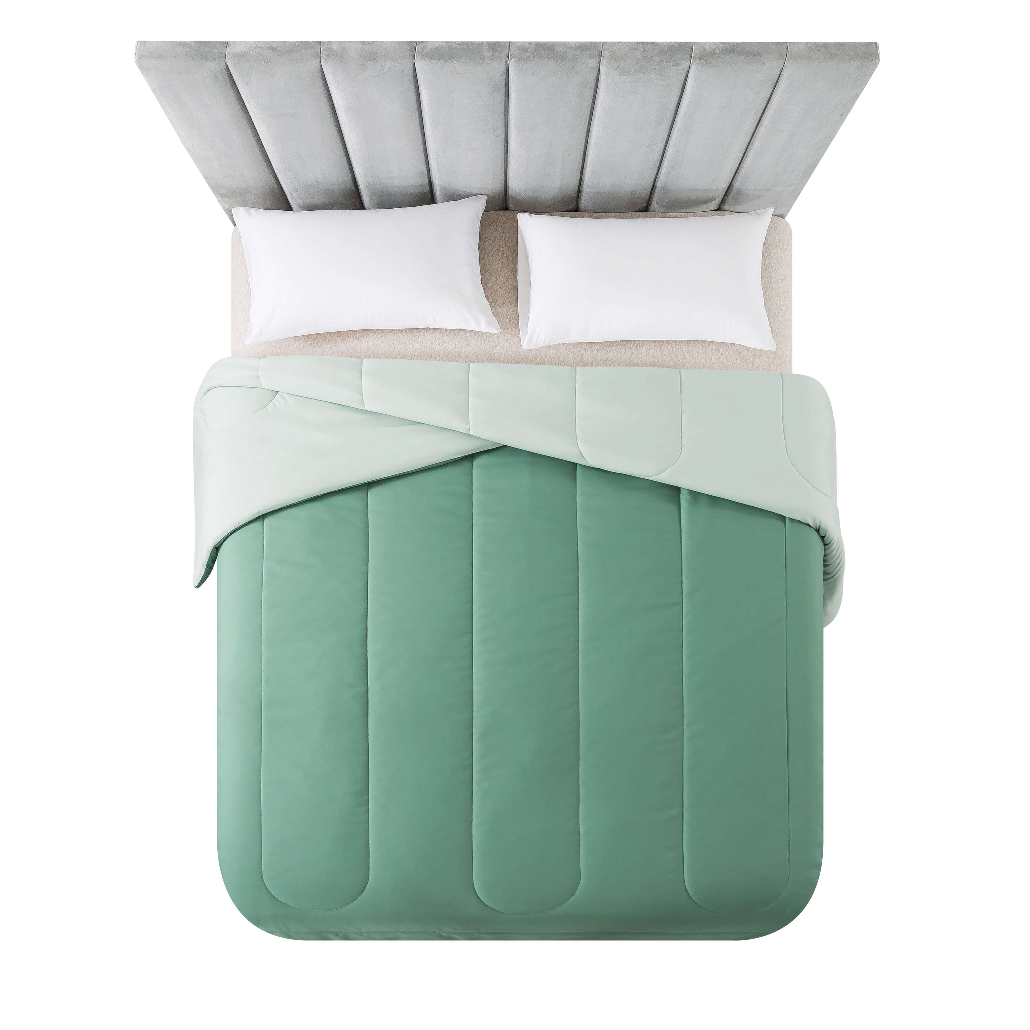 Mainstays Reversible Microfiber Comforter, Sage Green, Full/Queen, Adult, Unisex