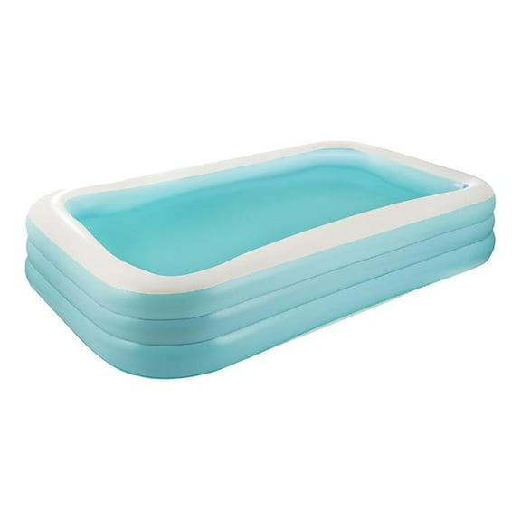 Art Serenity Blue Inflatable Pool 10ft – Large Rectangular Family Pool with Cup Holders, DuraSeam Leak-Proof Design, Quick Setup, for Kids and Adults Ages 6 
