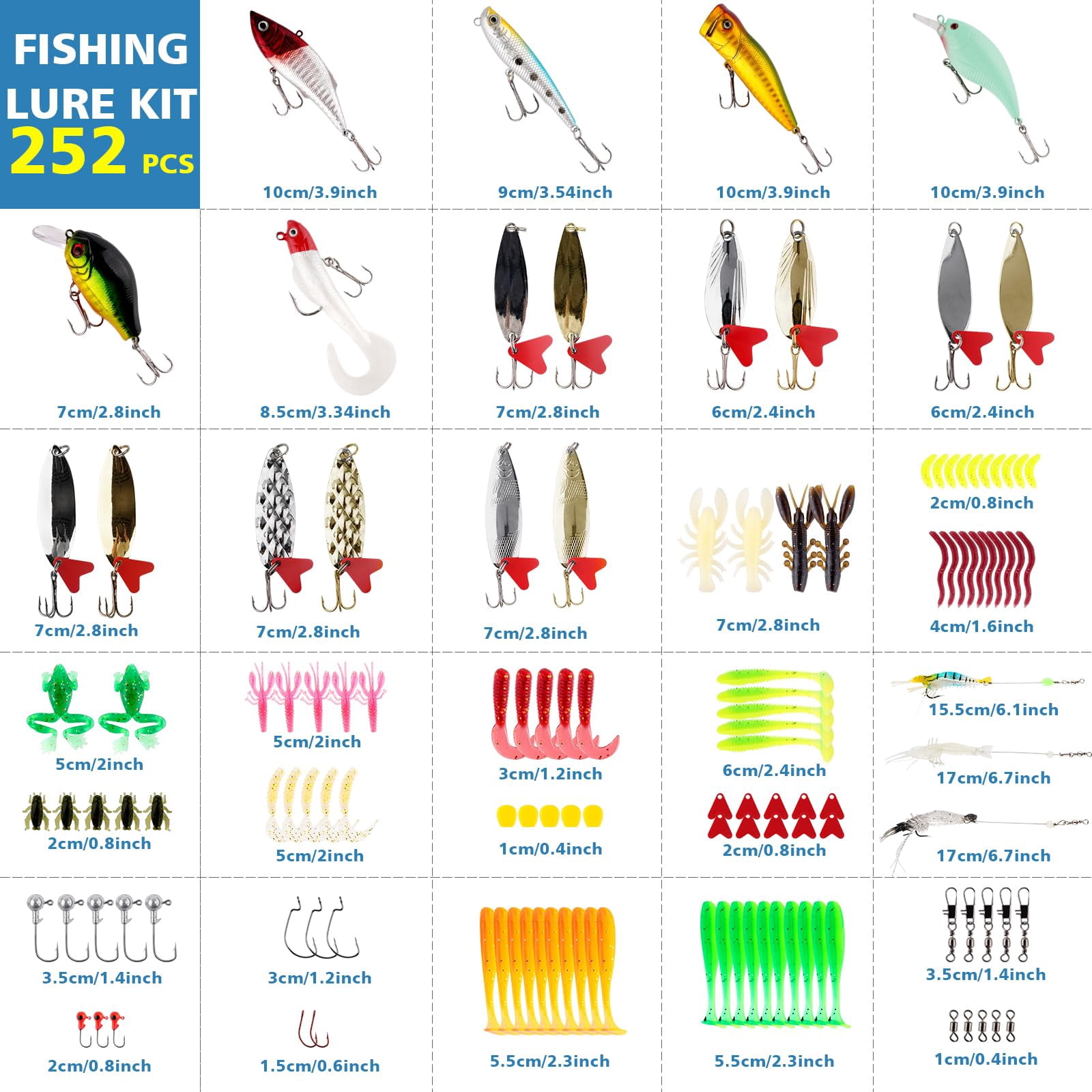 3 Layer Fishing Tackle Box With Included Bait Kit Pliers Fish Lip Gripper Accessories  Gift For Men Women Saltwater Freshwater
