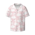 thumbnail image 4 of Uemuo Swan1 Pattern Cotton Linen Short Sleeve Shirts,Casual Lightweight Button Down Shirts,Vacation Beach Summer Tops-Small, 4 of 7