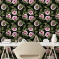 thumbnail image 2 of Ambesonne Spring Peel & Stick Wallpaper for Home, Roses Leaves Dark Colors, 13"x100", Soft Pink and Fern Green, 2 of 5