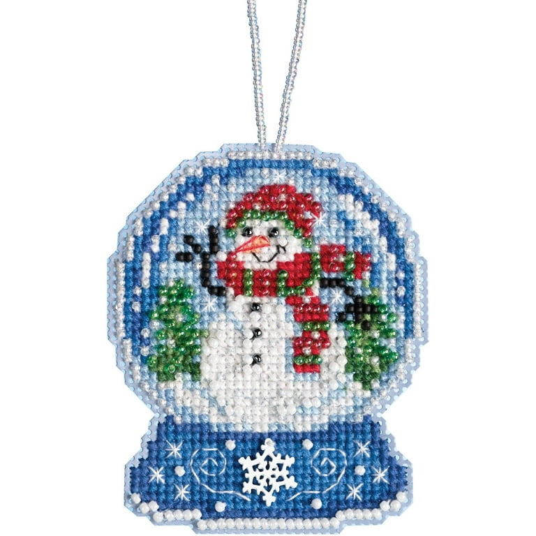 Mill Hill Counted Cross Stitch Ornament Kit 3.25 inchx2.5 inch-Snowman Snow Globe