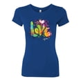 thumbnail image 2 of Wild Bobby, Colorful Rainbow Paint Love Streetwear Womens Slim Fit Junior Tee, Royal, X-Large, 2 of 3