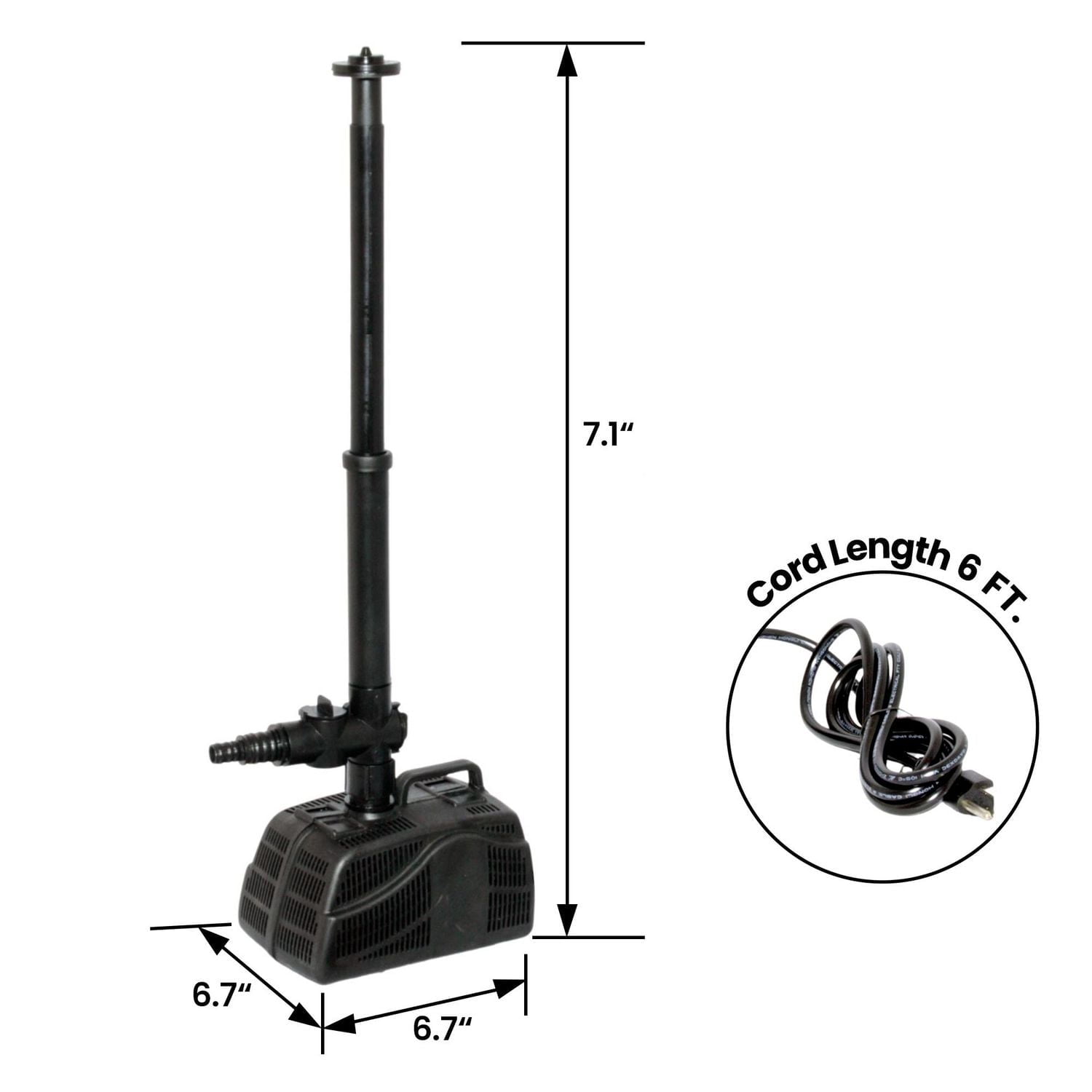 KoolScapes 340 GPH Pond Pump with 2 Interchangeable Fountain Nozzles, Outdoor Water Pump for Garden Features