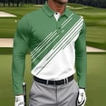 thumbnail image 2 of Stamzod Mens Shirt Casual Turndown Long Sleeve Pullover Graphic Tees Tops Button Workout Golf Shirts for Men Green C S, 2 of 5
