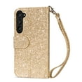 thumbnail image 5 of Feishell Compatible with Samsung Galaxy Z Fold5 Wallet Case,Glitter Sparkly Bling PU Leather Zipper Pocket with Credit Card Holder Slots Shockproof Magnetic Clasp Flip Stand Phone Case,Gold, 5 of 6