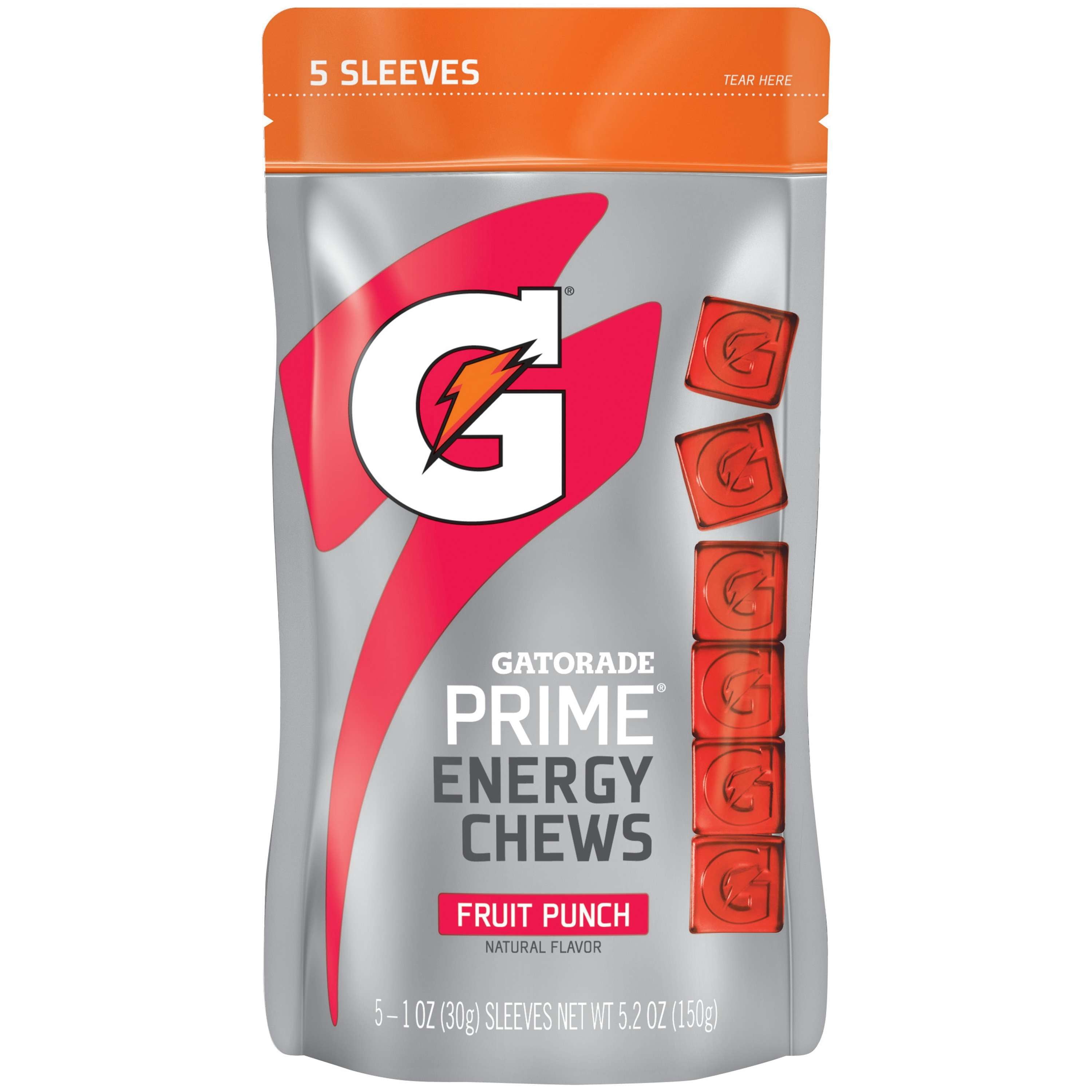 Gatorade Prime Energy Chews, Fruit Punch, 5 Sleeves