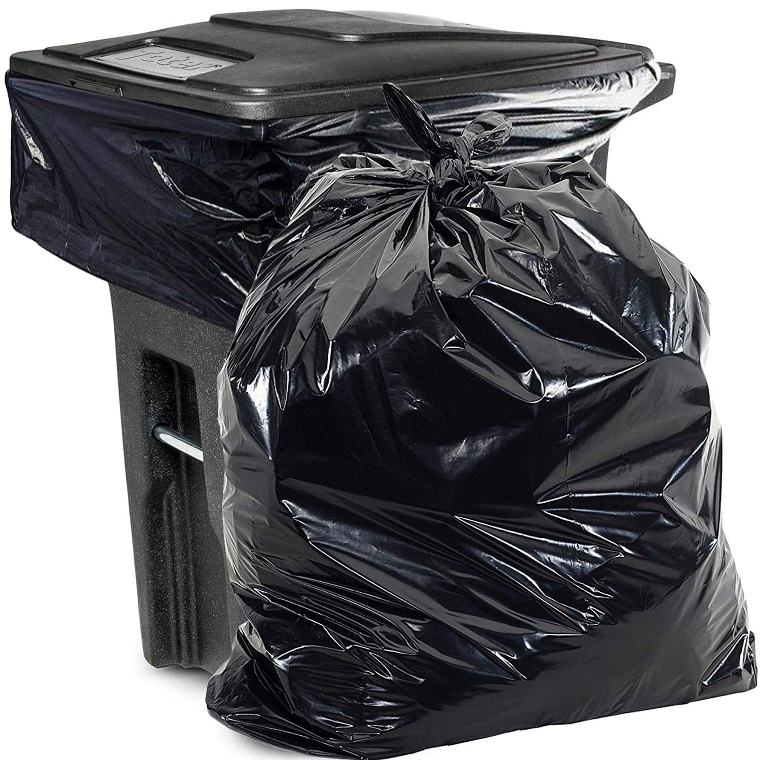 Plasticplace 64-65 Gallon Trash Can Liners for Toter │ 3.0 Mil │ Black Heavy 
