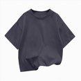 thumbnail image 4 of NIEWTR Girls T-Shirts Short Sleeve Shirt for Big Girls Soft Cotton Tees Kids Tshirts Summer Tops Clothes(Grey,130), 4 of 4