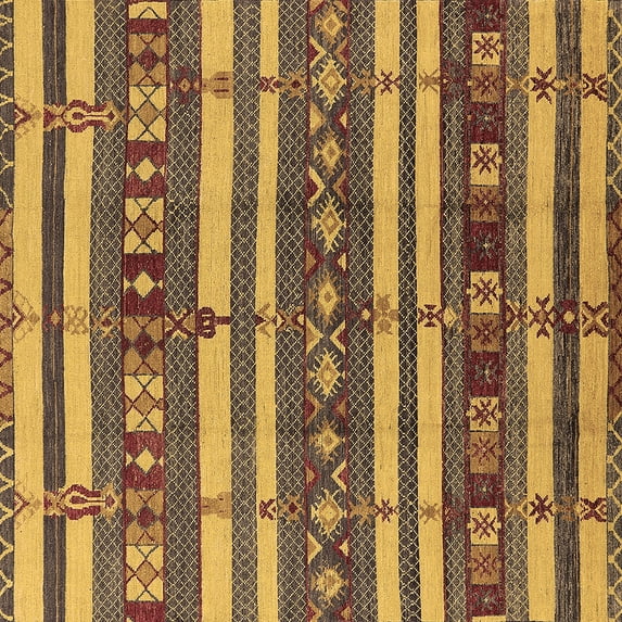 Ahgly Company Indoor Square Oriental Brown Industrial Area Rugs, 5' Square