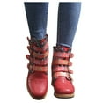 thumbnail image 3 of Tejiojio Clearance Vintage Red Boots Large Printed European and American Style Leather Boots, 3 of 9