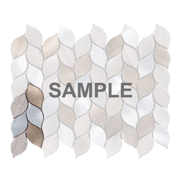 Sample - Modket Earth Tone Gray Metallic Natural Stone Leaves Pattern Mosaic Tile Backsplash