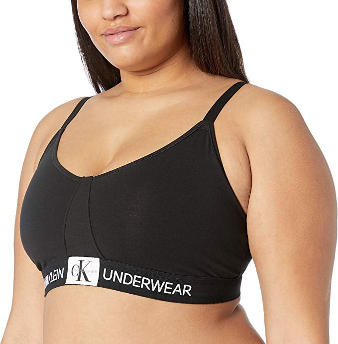 Calvin Klein Women's Plus Size Monogram Unlined Triangle Bralette, Black 2X  NEW 