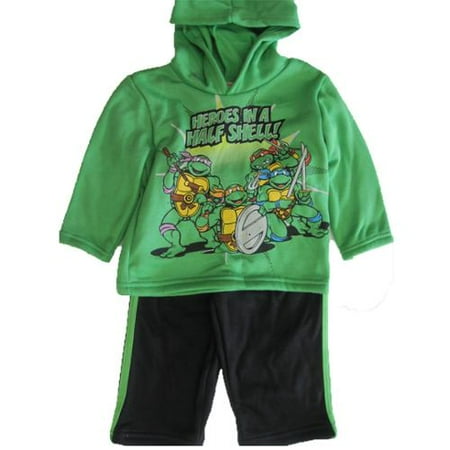Baby Boys Green Ninja Turtles Hooded 2 Pc Pants Set 12-24M