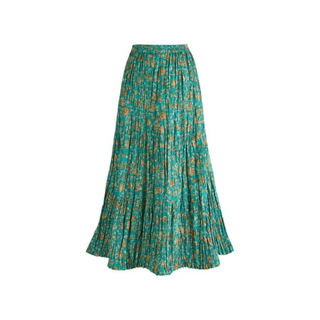 Batik Cotton Skirt - women's peasant skirt - traveler's reversible long cotton green skirt - xl