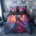 thumbnail image 3 of Erosebridal Winged Wolf Red Roses Aurora Print Twin Bedding Sets, Fantasy Wildlife Bedding Comforter Set for Men and Women, Black Reversible 7 Pieces, 3 of 6