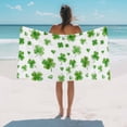thumbnail image 2 of Clovers St. Patrick's Day Beach Towels Blanket Soft&Absorbent Quick Dry Microfiber Green Shamrock Pattern Pool Towels for Swimming ,Yoga, Sports, Gym, Camping,Large 30X60in, White, 2 of 8
