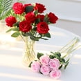 thumbnail image 2 of 1/6/12 Pcs Beautiful Rose Flower Wedding Home Table Decoration Long Bouquet Arrangement Fake Plants Valentine's Day Gift, 2 of 7