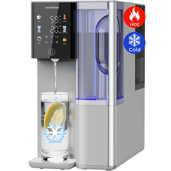 VonWater Cold & Instant Hot Countertop Reverse Osmosis Water Filter System, 528Gallon RO Water Purifier with Portable Pitcher, 3:1 Pure to Drain, 7 Stage RO Dispenser, NSF/ANSI 372&42&58 Standard