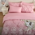 thumbnail image 2 of YEPCLUB Pink Queen Size Pintuck 7-Piece Comforter Set, Pinch Pleat Bed in a Bag, All Season Down Alternative Bedding Set with Comforter, Sheets, Pillowcases & Shams, 2 of 7