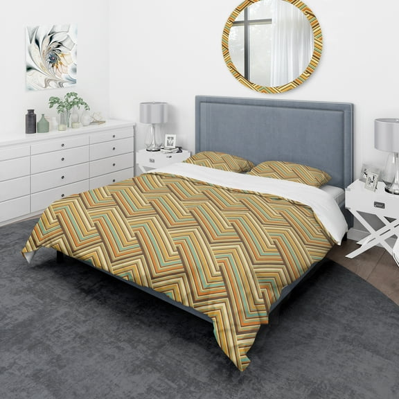 Designart 'Retro square waves' Vintage Duvet Cover Set