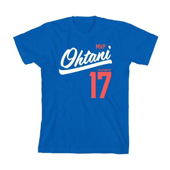 MLBPA - Shohei Ohtani MVP Players #17 Boys Royal Blue Crew Neck Short Sleeve T-shirt-Small